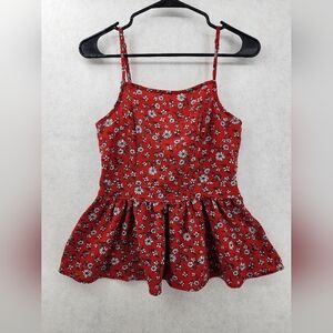 Jun & Ivy Red Floral Peplum Cami Top Women's Size Small Lightweight Flowy